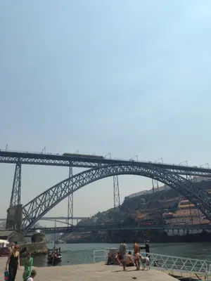 a bridge over the water with people and dogs at Porto Chique AL 2 in Porto
