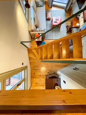 an overhead view of a kitchen in a tiny house at Victoria House in Porto