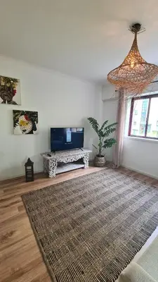 a living room with a television and a large rug at Enjoy Porto's Vibes in Porto