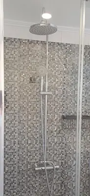 a bathroom with a shower with a glass door at Casa del Charm With Terrace in Vila Nova de Gaia