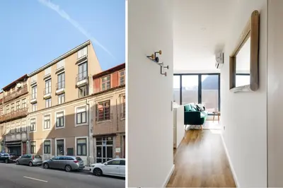 a building with a view of a street at Lovely 2-bed in the city centre with a sunny balcony in Porto