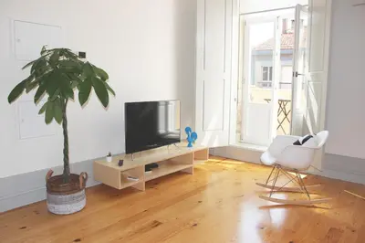 a living room with a television and a potted plant at CL Ildefonso I Apartment in Porto