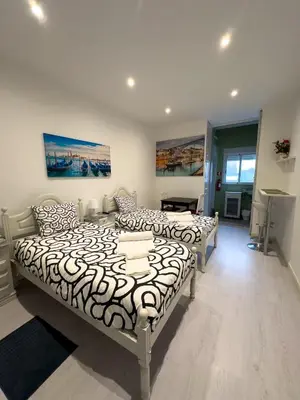 a bedroom with two beds in a room at Antero de Quental Studios 2 in Porto