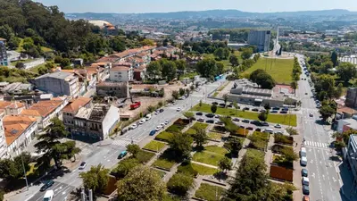 an aerial view of a city street with cars at D&S - Antas House in Porto