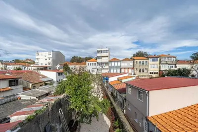 a group of buildings in a city with roofs at Charming 2BR w Terrace & Garden in Porto