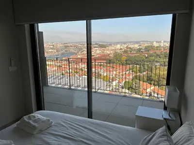 a building with a sign on the side of it at New Douro 801 with parking in Vila Nova de Gaia