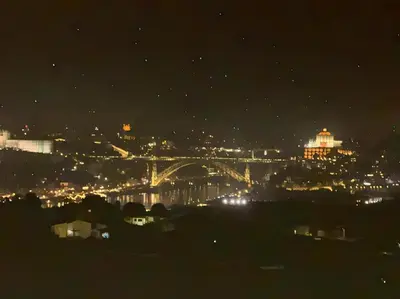 a firework display over a city at night at New Douro 801 with parking in Vila Nova de Gaia