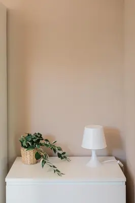 a white dresser with a lamp and a plant on it at Downtown Refuge Camões in Porto