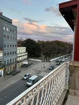 a view of a street with cars parked on the road at Lazarus View Apartment in Porto