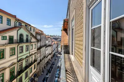 a view of a city street from a window at Ribeira Dreams in Porto