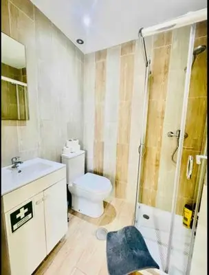 a bathroom with a toilet and a shower and a sink at Ai Porto! Books&Roots in Porto