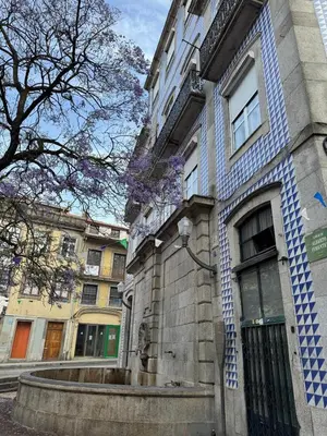 a bathroom with a shower and a white sink at Water VibesI City Views in Porto by MyMoradia in Porto