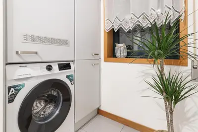 a white sink in a bathroom with a plant at ON Apartments - Family Retreat in Porto