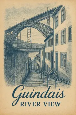 a bridge in the background with graffiti on a wall at Guindais River View II in Porto