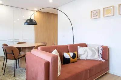 a living room with a couch and a table at Bright 3BR Flat near Douro with AC by LovelyStay in Vila Nova de Gaia