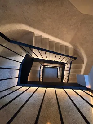 a view of a spiral staircase in a building at Porto - Boavista Casa Da Música- Art Gallery Apartment III in Porto