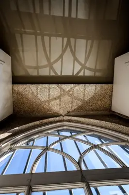 a view of a glass window in a building at Condes de Azevedo Palace Apartments in Porto