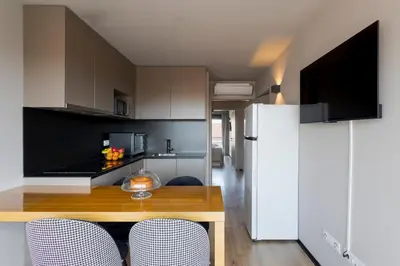 an internal view of a garden from a house at Modern & Cozy Flats with Terrace by HostWise in Porto