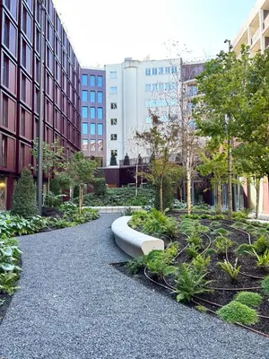 a garden in a city with tall buildings at Unique Luxury and Quiet in Porto Best Location in Porto