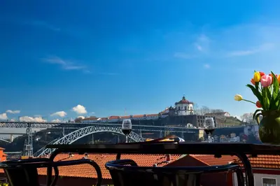 a view of a city with buildings and a bridge at The Editory House Ribeira Porto Hotel in Porto