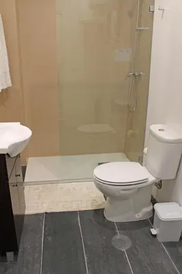 a bathroom with a toilet and a shower at Lunar Guest House in Porto
