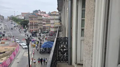 a view of a city street from a window of a building at São Bento Front Homy Studio in Porto