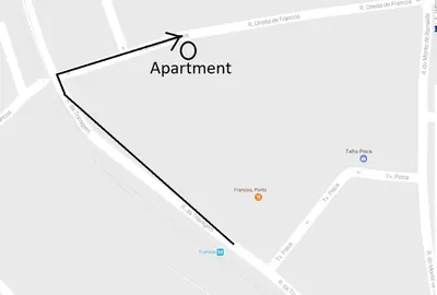 a map of the approximate location of a apartment at Apartamento Purple Room in Porto