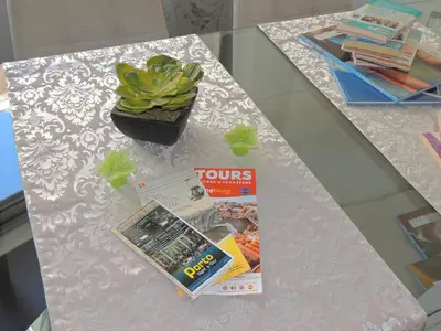 a table with a magazine and a potted plant on it at Rendez Vous Porto in Porto
