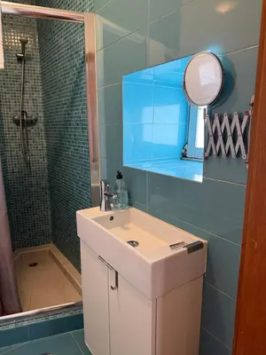 a bathroom with a sink and a shower at Peter Residence - Rio Douro & Caves Vinho do Porto in Vila Nova de Gaia
