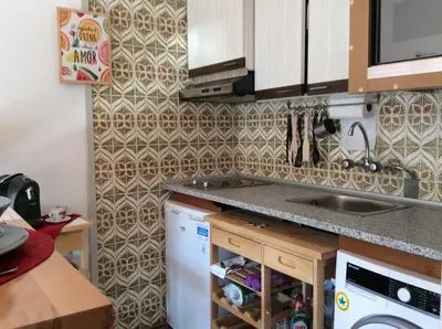 a small kitchen with a sink and a dishwasher at Downtown Sunny Apartment in Porto