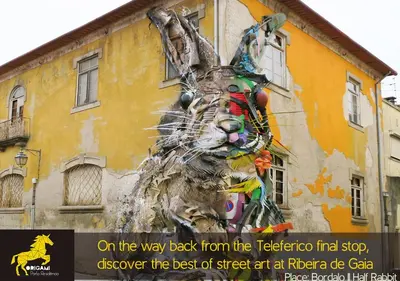 a painting of a rabbit on the side of a building at Origami Porto Residência & Hostel in Vila Nova de Gaia