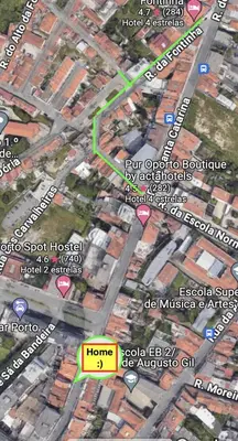 a map of a city with a yellow sign at Oporto Downtown in Porto