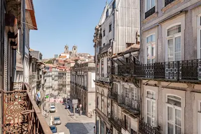 an overhead view of a city street with buildings at Belomonte 22 Apartments Porto World Heritage in Porto
