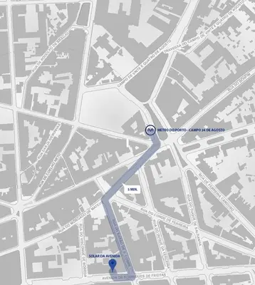 a map of a city with a blue highlighted at Oporto Cozy Design Studio II - Solar da Avenida in Porto