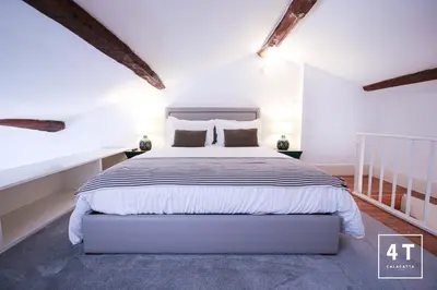 a bedroom with a large bed in a attic at Calacatta Housing in Porto