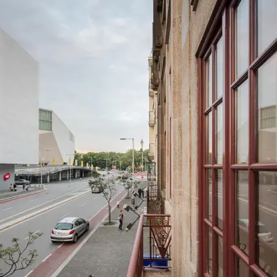 a view of a street from a building at Porto Deluxe Suites in Porto