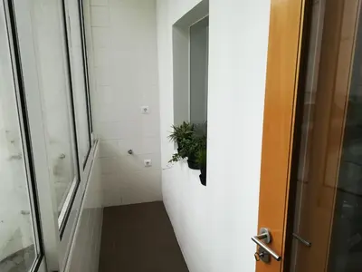 a bathroom with a walk in shower and a plant at Kris Apartments Porto in Porto