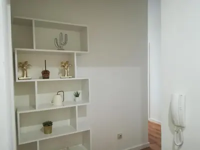 a white book shelf with plants and a cactus at RS Porto Vilar in Porto