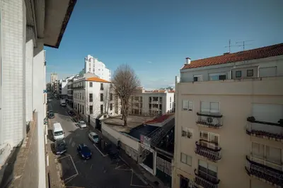an aerial view of a city street with buildings at Oporto Guest Alegria Flat Downtown in Porto