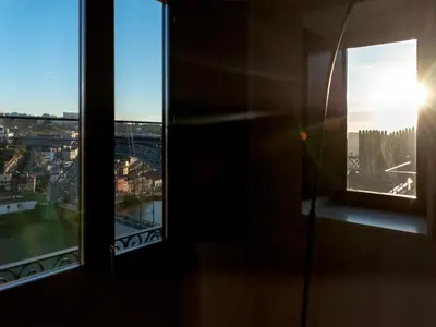 a view of a bridge from a window at Domum 3 in Porto