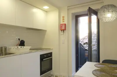 a kitchen with a sink and a stove top oven at Oporto Wall Apartments in Porto