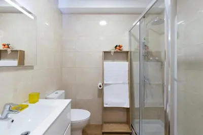 a bathroom with a shower and a toilet and a sink at Host Wise - Annas Flats II in Vila Nova de Gaia
