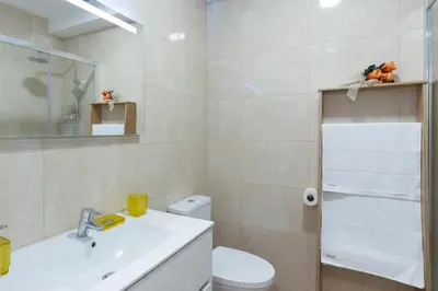 a bathroom with a sink and a toilet and a shower at Host Wise - Annas Flats II in Vila Nova de Gaia