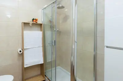a shower with a glass door in a bathroom at Host Wise - Annas Flats II in Vila Nova de Gaia