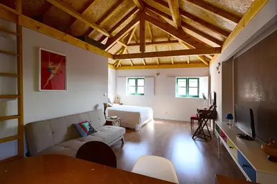 a living room with a couch and a bed at Vitoria Apartments in Porto