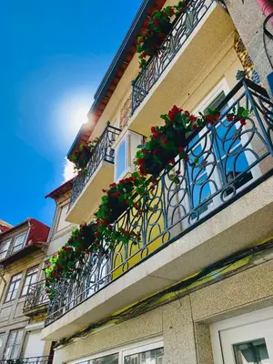 a building with balconies with flowering plants on it at BF Suites & Apartments in Porto