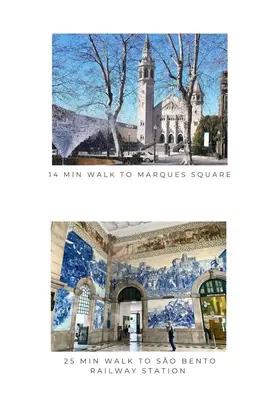 a collage of two photos of a building with a mural at Porto Historic - Apartment with Private Patio in Porto