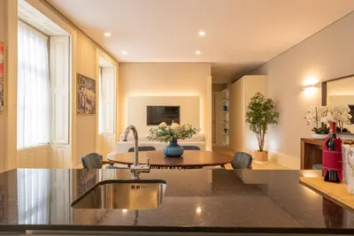 a kitchen with a sink and a counter top at CC Downtown Palace - G in Porto