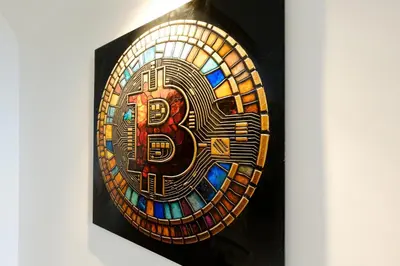 a stained glass window with the letter b on it at The Bitcoin Chapel Iconic Luxury Residence in Porto