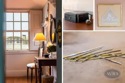 a collage of pictures of a room with a desk and a window at Casa Antiga in Porto